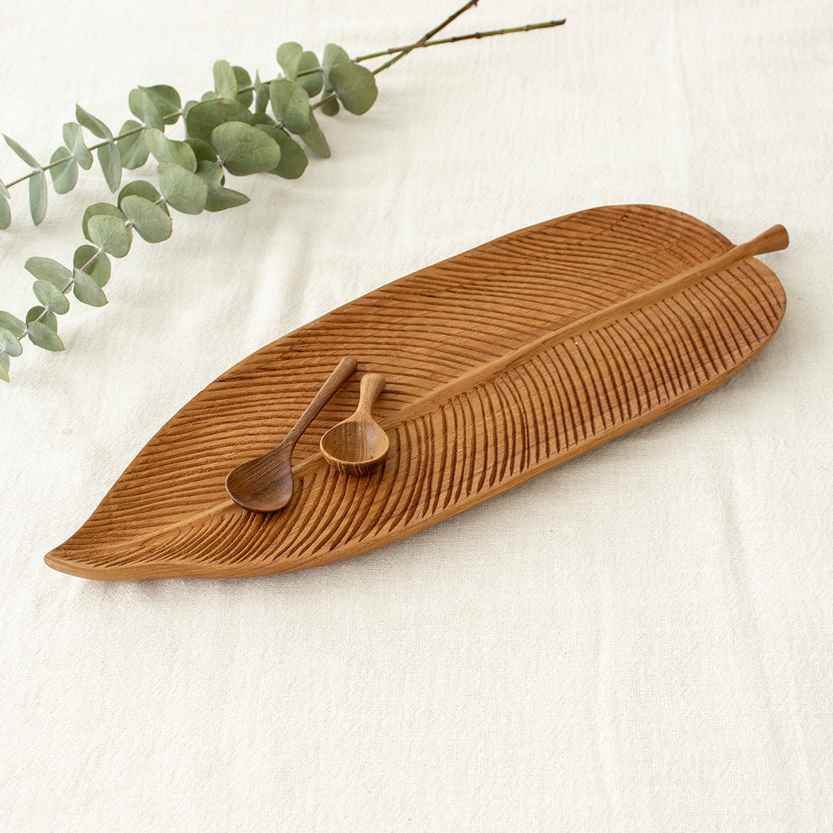 チークリーフプレート L ウッドコレクション Wood Collection 木 木製