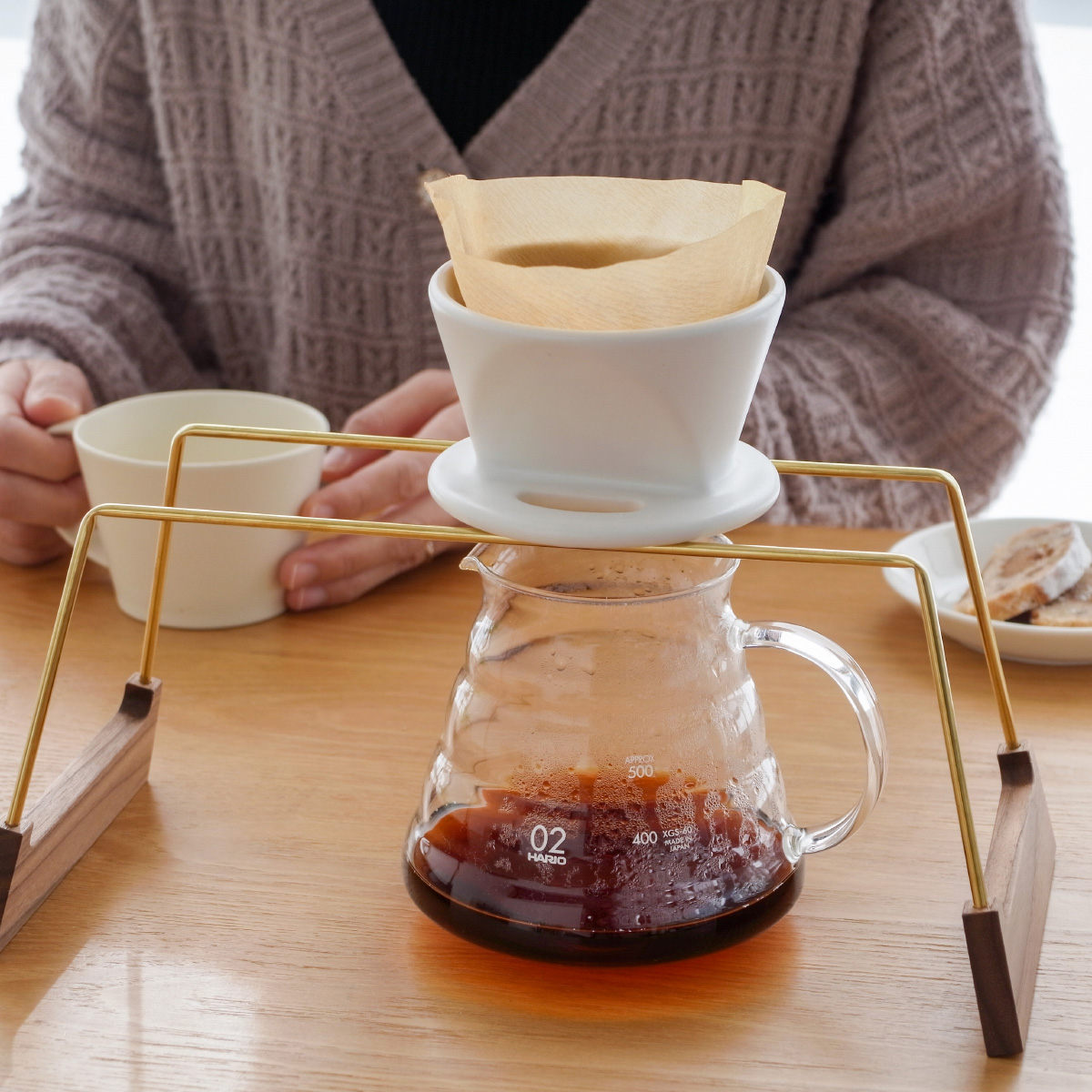 みはたや ドリップスタンド W ウォルナット 木製 真鍮 コーヒー