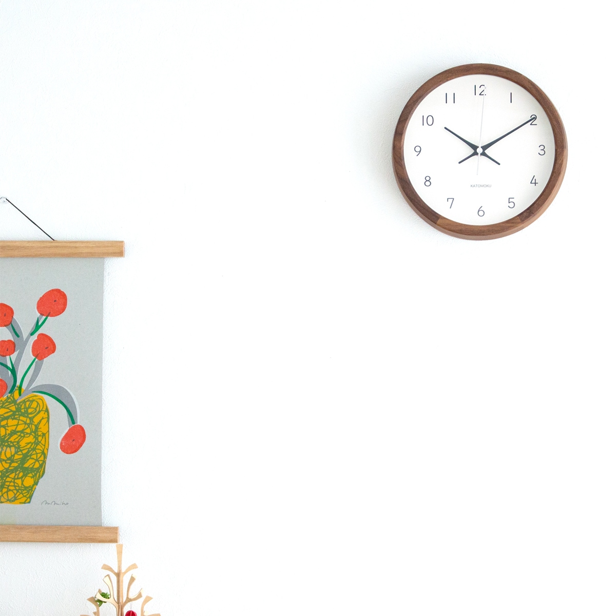 掛け時計 電波時計 木製 加藤木工 muku round wall clock 19