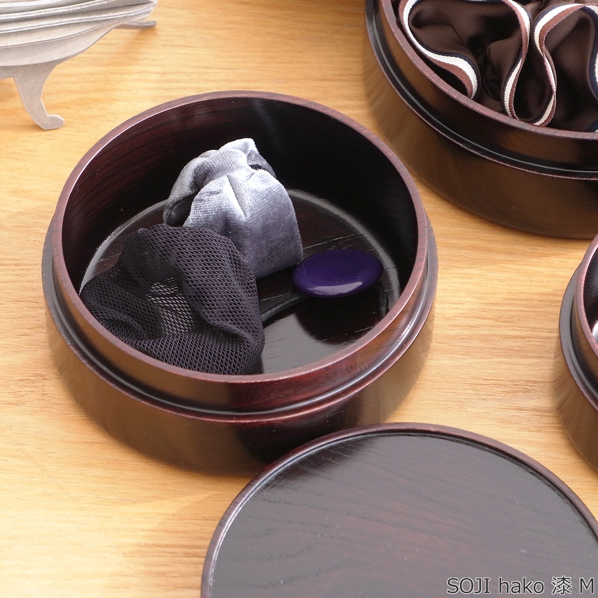 畑漆器店 SOJI hako 漆 M 13.5cm col. 山中漆器 弁当箱 430ml 木製