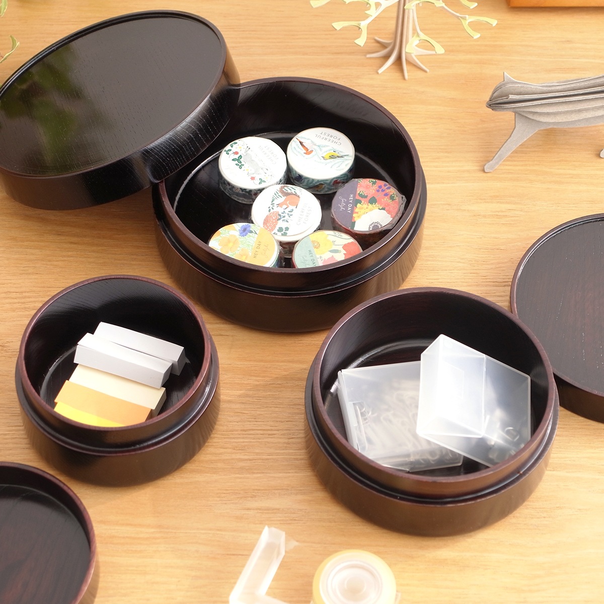 畑漆器店 SOJI hako 漆 M 13.5cm col. 山中漆器 弁当箱 430ml 木製