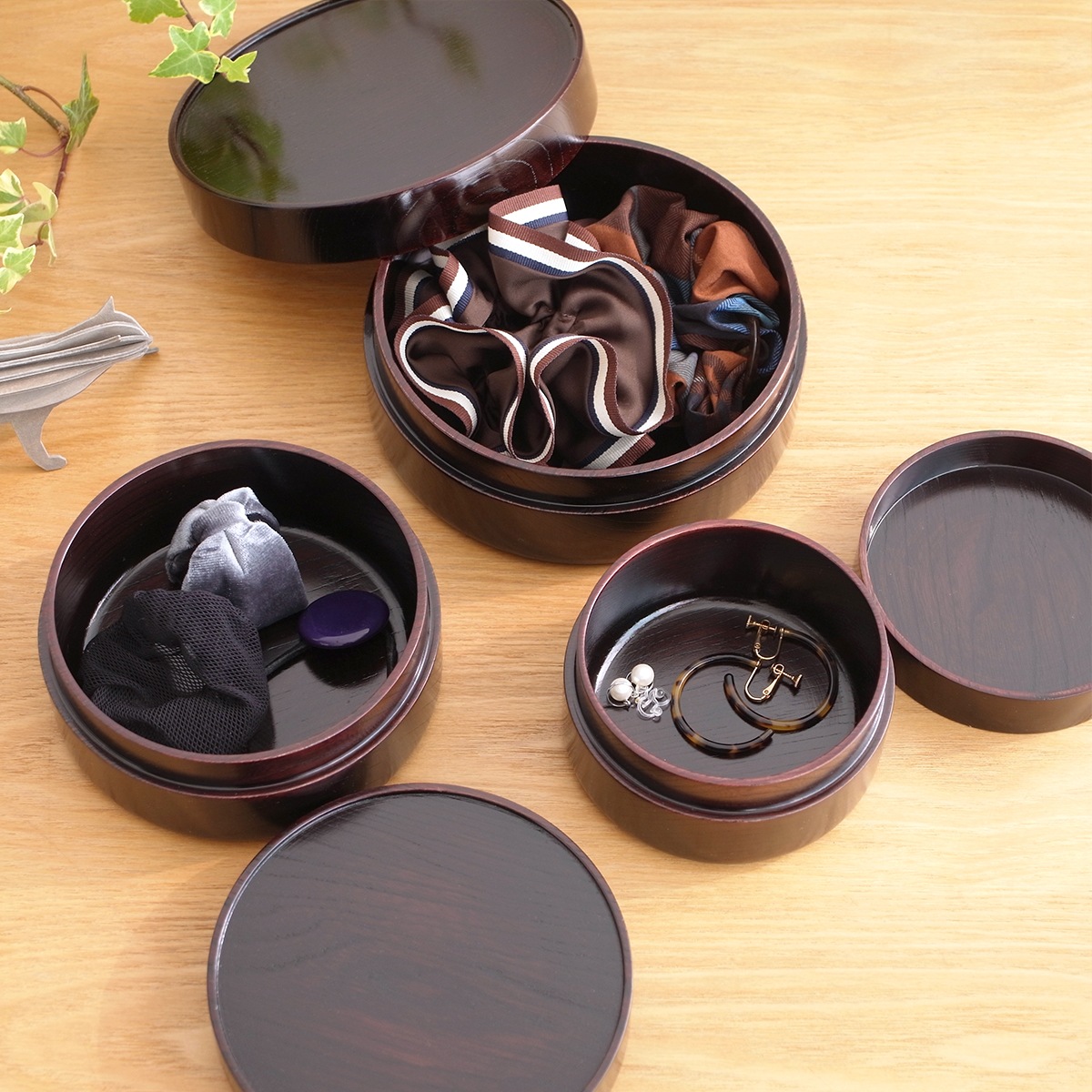 畑漆器店 SOJI hako 漆 M 13.5cm col. 山中漆器 弁当箱 430ml 木製