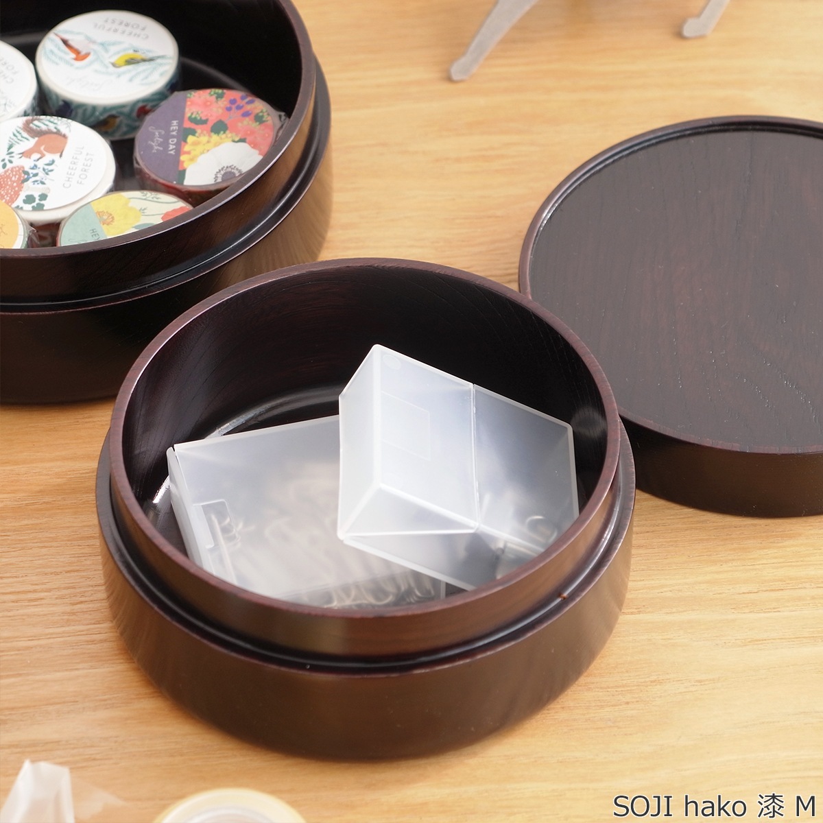 畑漆器店 SOJI hako 漆 M 13.5cm col. 山中漆器 弁当箱 430ml 木製