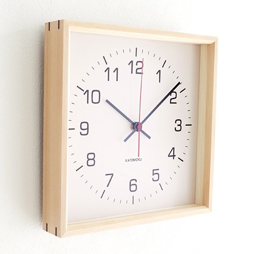 加藤木工 カトモク KATOMOKU Square clock 2 ナチュラル バスウッド
