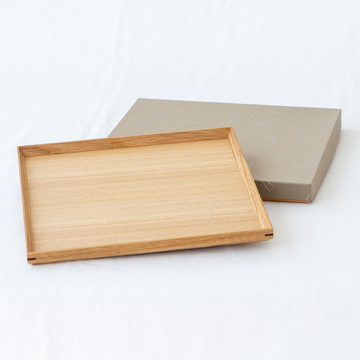 松屋漆器店 白木塗タモ 6.5角盆 正角 約19.7×19.7 ナチュラル お盆
