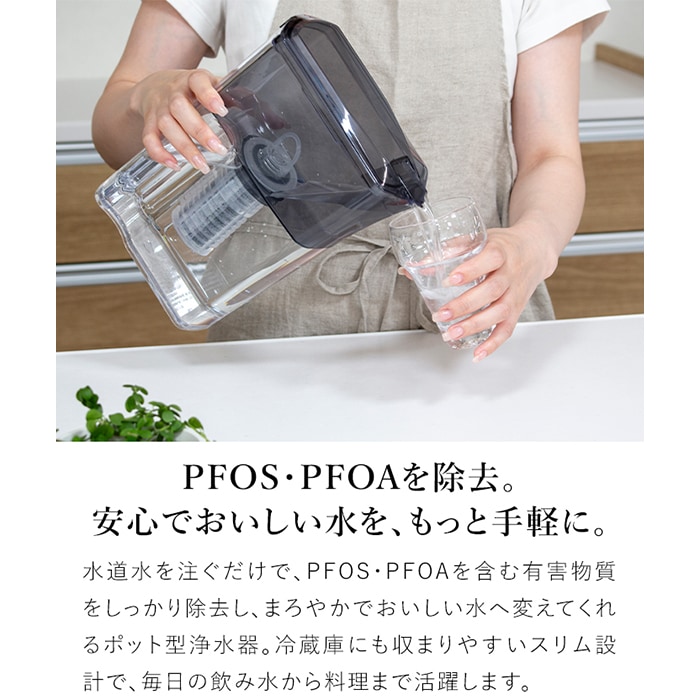 ポット型浄水器 Miz-U ミズユー PFOS・PFOA除去対応 浄水ポット スリム