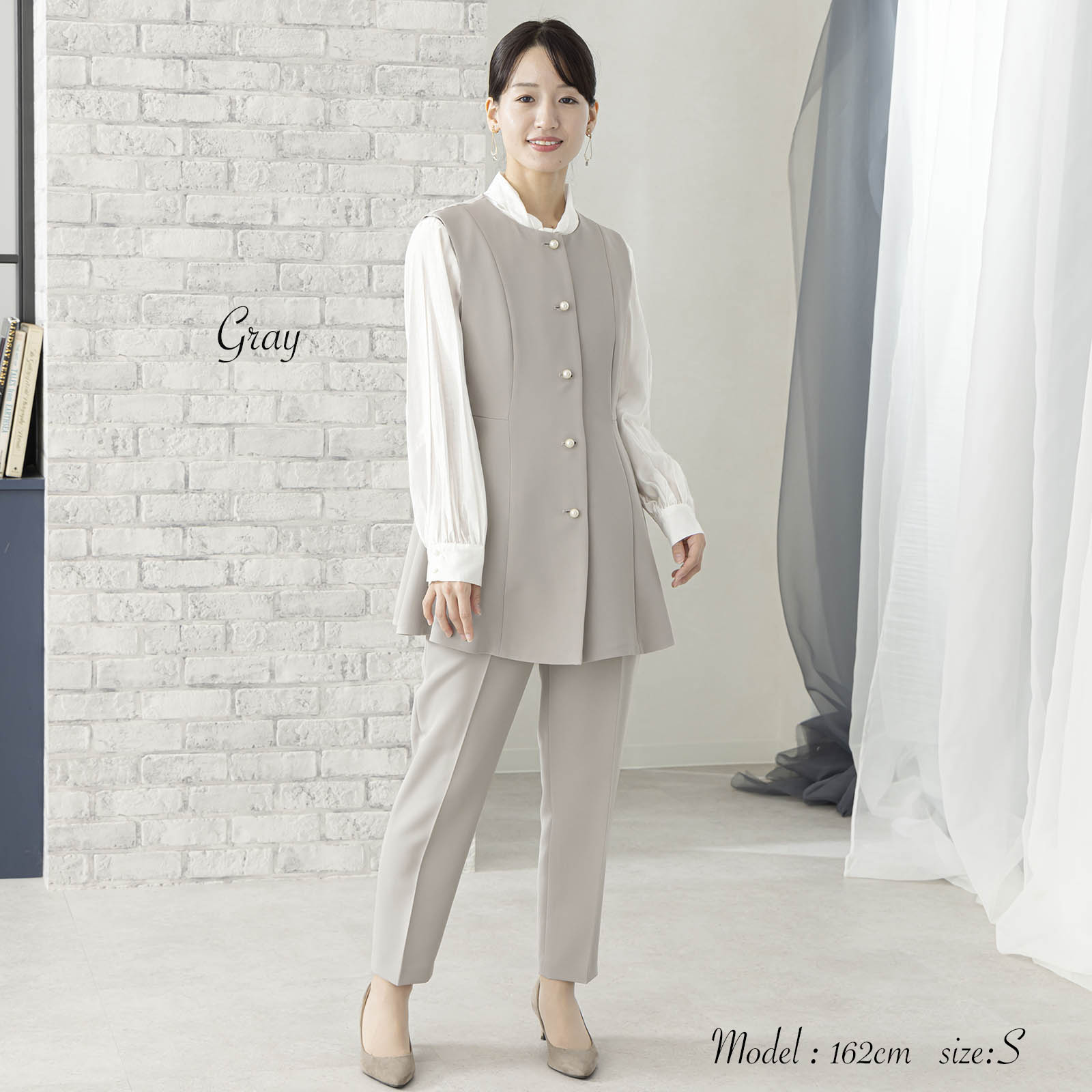 美品　bow.a ボウエー　DOBBY VEST ベスト　ジレ　ペプラム 美品 bow.a ボウエー DOBBY VEST ベスト ジレ ペプラム