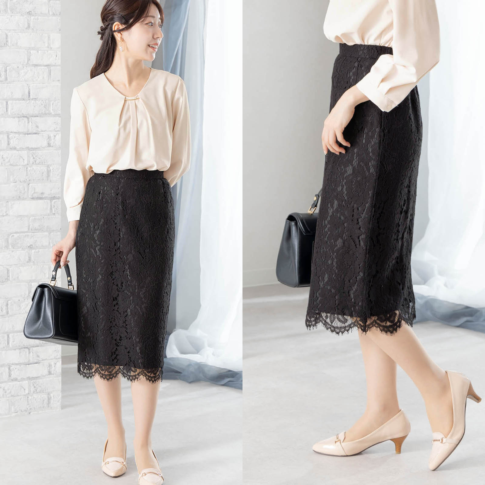 レーススカート タイトスカート レース スカート タイト スカラップ