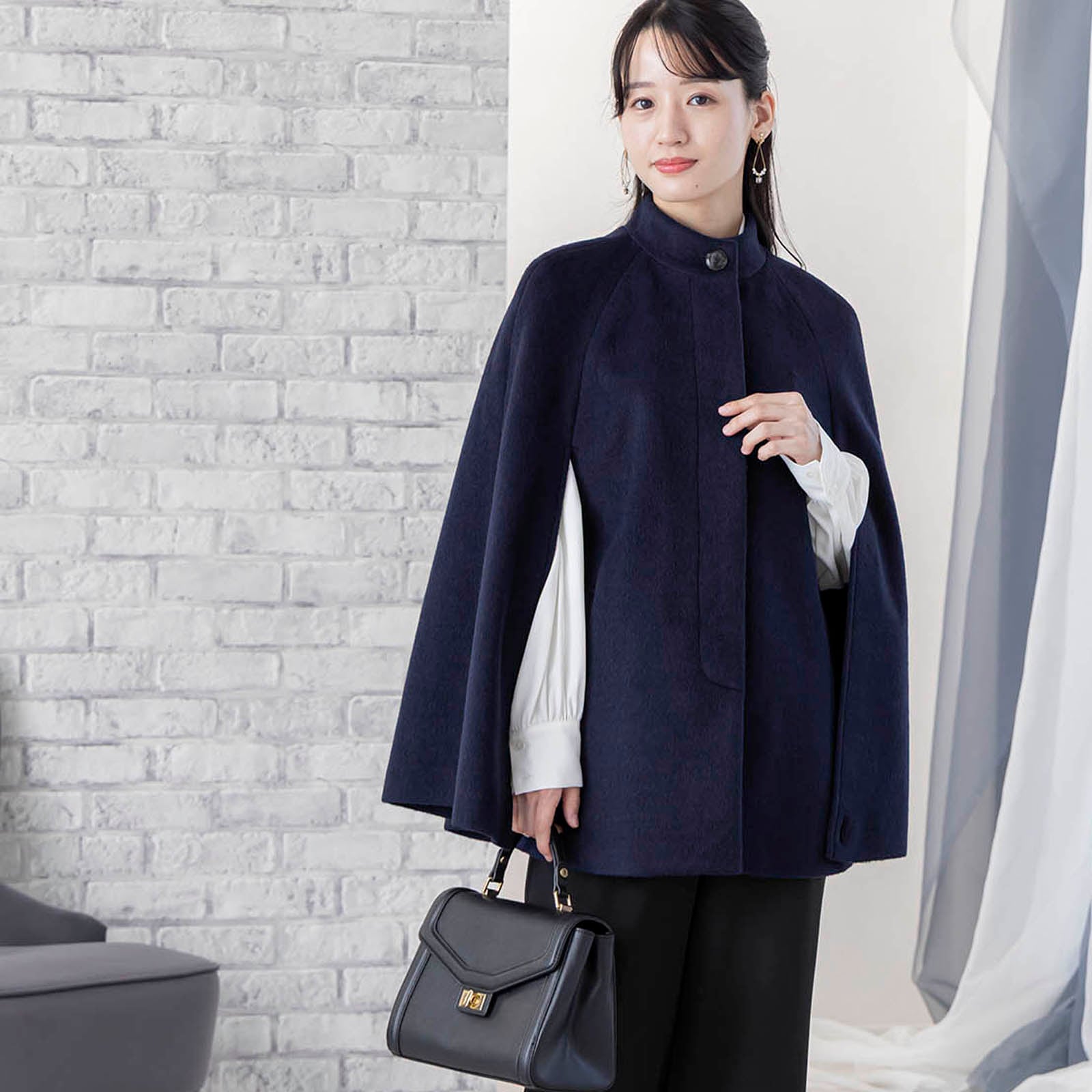 スタンドカラーケープコート|レディースオフィスカジュアル通販BOW