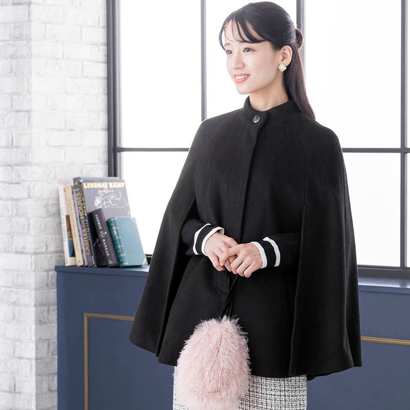 スタンドカラーケープコート|レディースオフィスカジュアル通販BOW