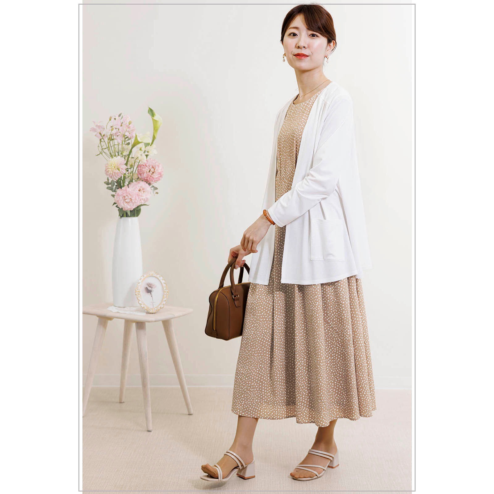 大人気!!【HOBBS】繊細ドット柄♪フィット＆フレアワンピース フィット＆フレアプリントワンピース|レディースオフィス