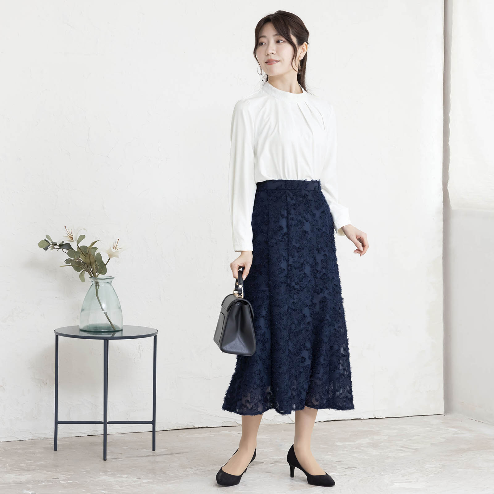 カットジャガードマーメイドスカート|レディースオフィスカジュアル通販BOW