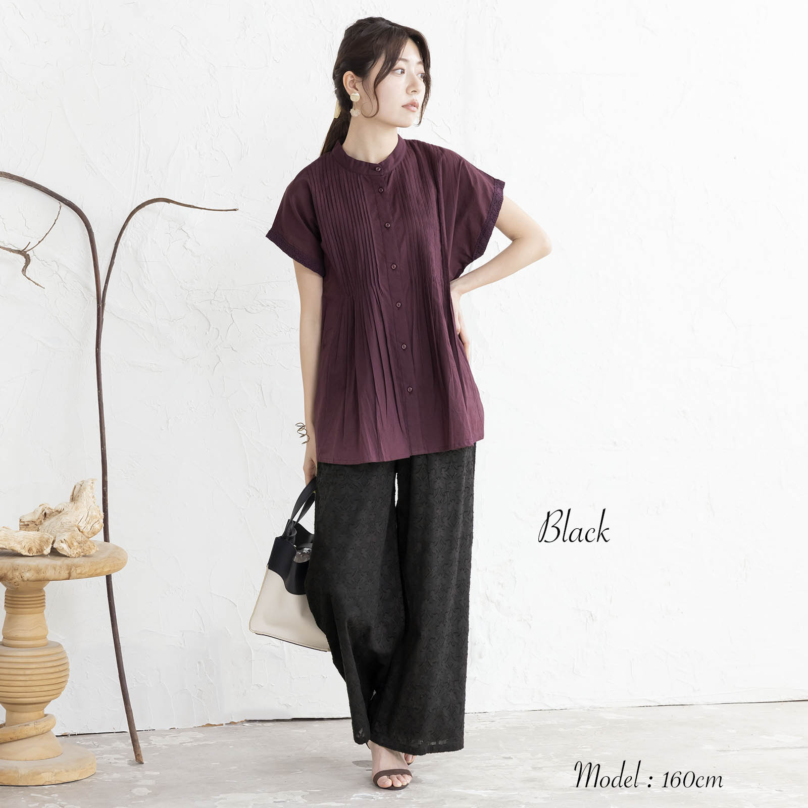 カットジャガードリラックスパンツ|レディースオフィスカジュアル通販BOW