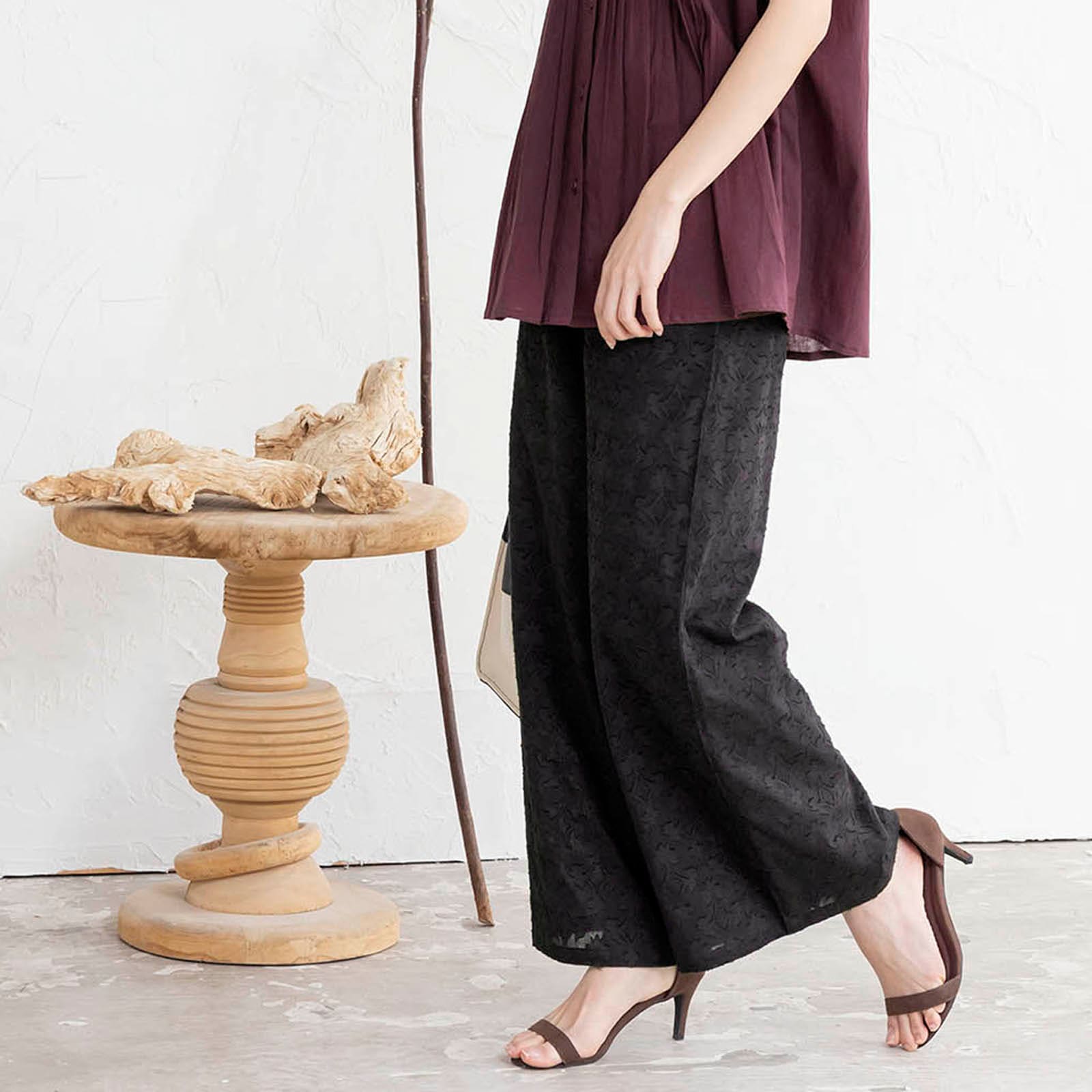 カットジャガードリラックスパンツ|レディースオフィスカジュアル通販BOW