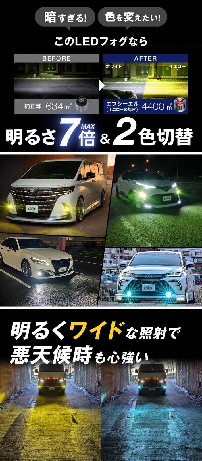 スズキ◆2色切替 LEDフォグランプ 3000k 6000k LED・COB H8/H11-H16◆スイフト H28.12～ ZC33S・ZC 専用 スズキ◇2色切替 LEDフォグランプ 3000k 6000k LED・COB H8⁄H11-H16