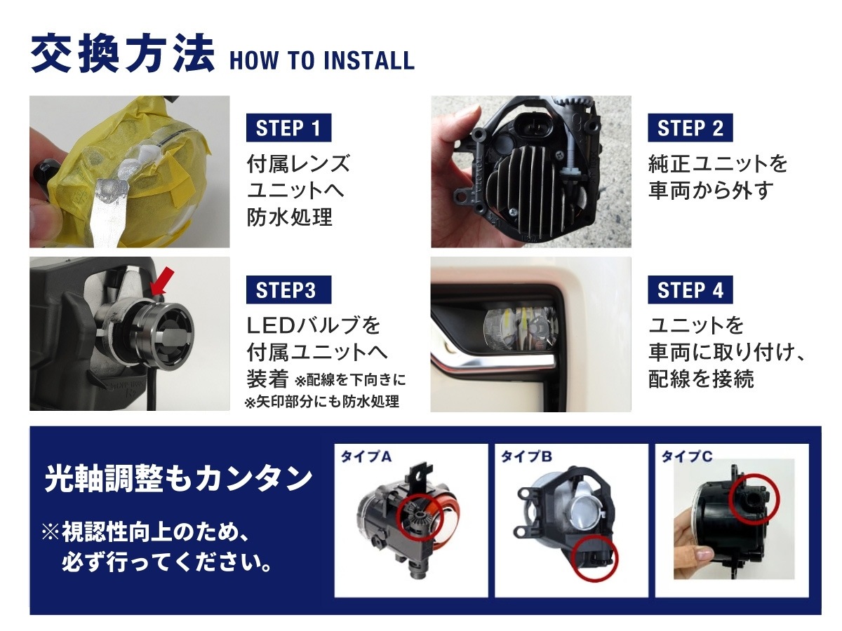 ガラスレンズユニット カラーチェンジLEDバルブ フォグランプ セット