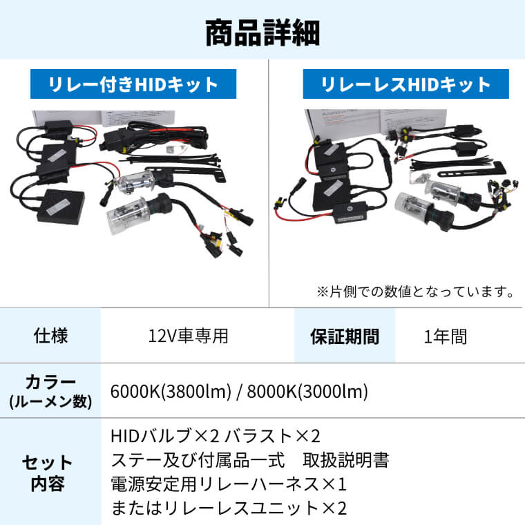 fcl. HIDキット35W H4 H/L リレーレス 6000K 55W H4 Hi/Lo リレー付き HIDキット【公式通販】fcl. 車のHID専門店