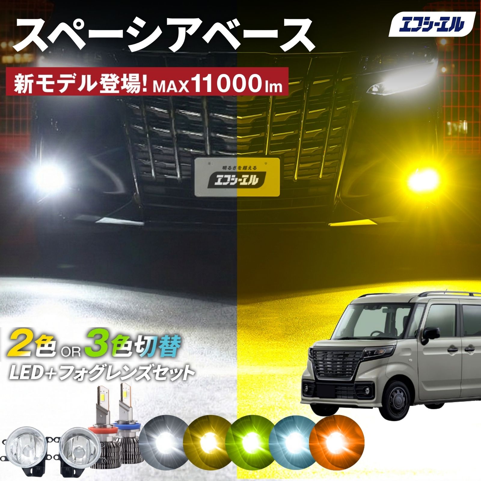 スペーシアベース R4.8～ MK33V 2色切替LED レンズユニット カラー