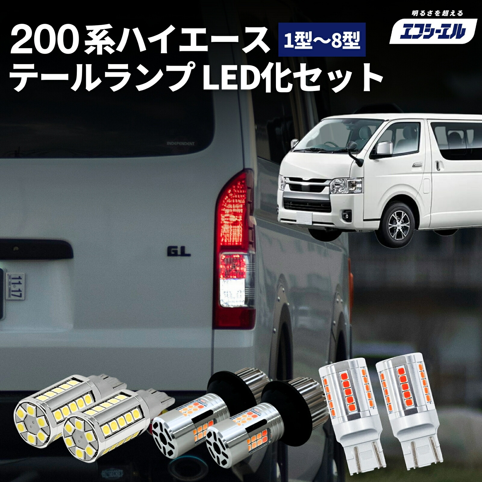 ハイエース200系テールランプ レッド/クリア 左右セット　FLEX煌レッド ハイエース200系テールランプ レッド/クリア 左右セット FLEX煌レッド