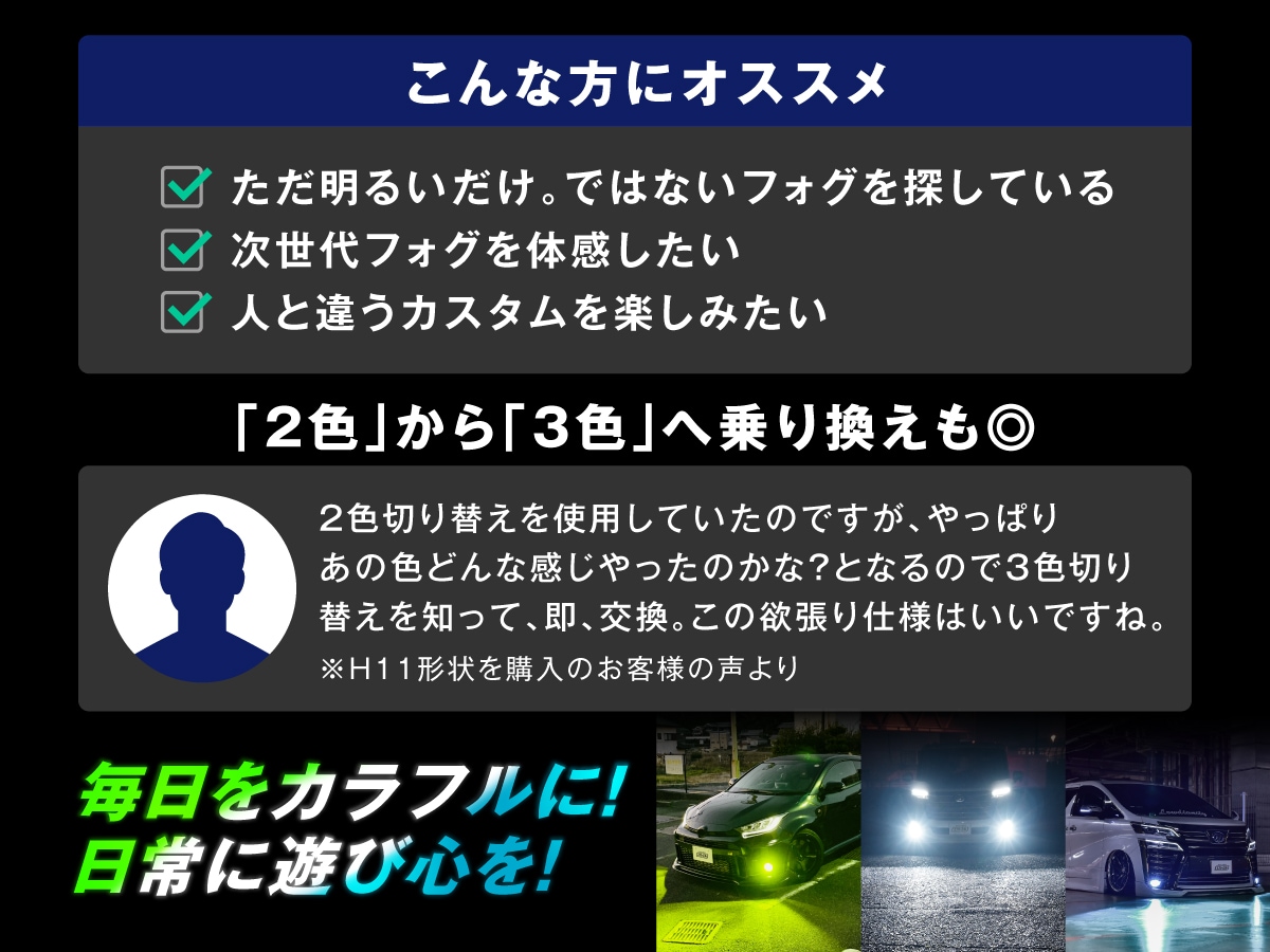 LEDフォグランプ 純正LED用フォグ 3色切り替え イエロー ホワイト