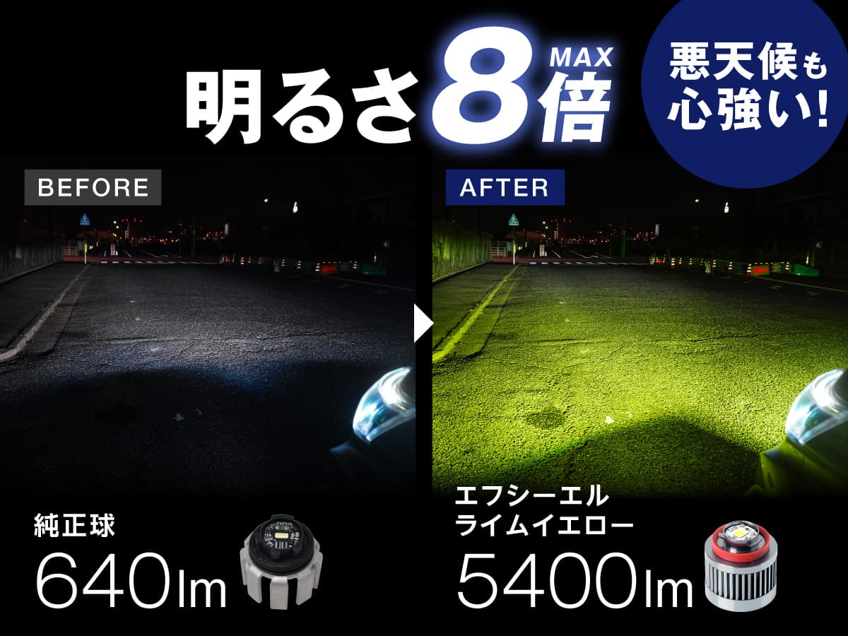 FCL L1B LEDバルブ カラーチェンジ ホワイト ライムイエロー フォグ fcl. l1b フォグランプ 2色 led イエロー 黄色 ライムイエロー