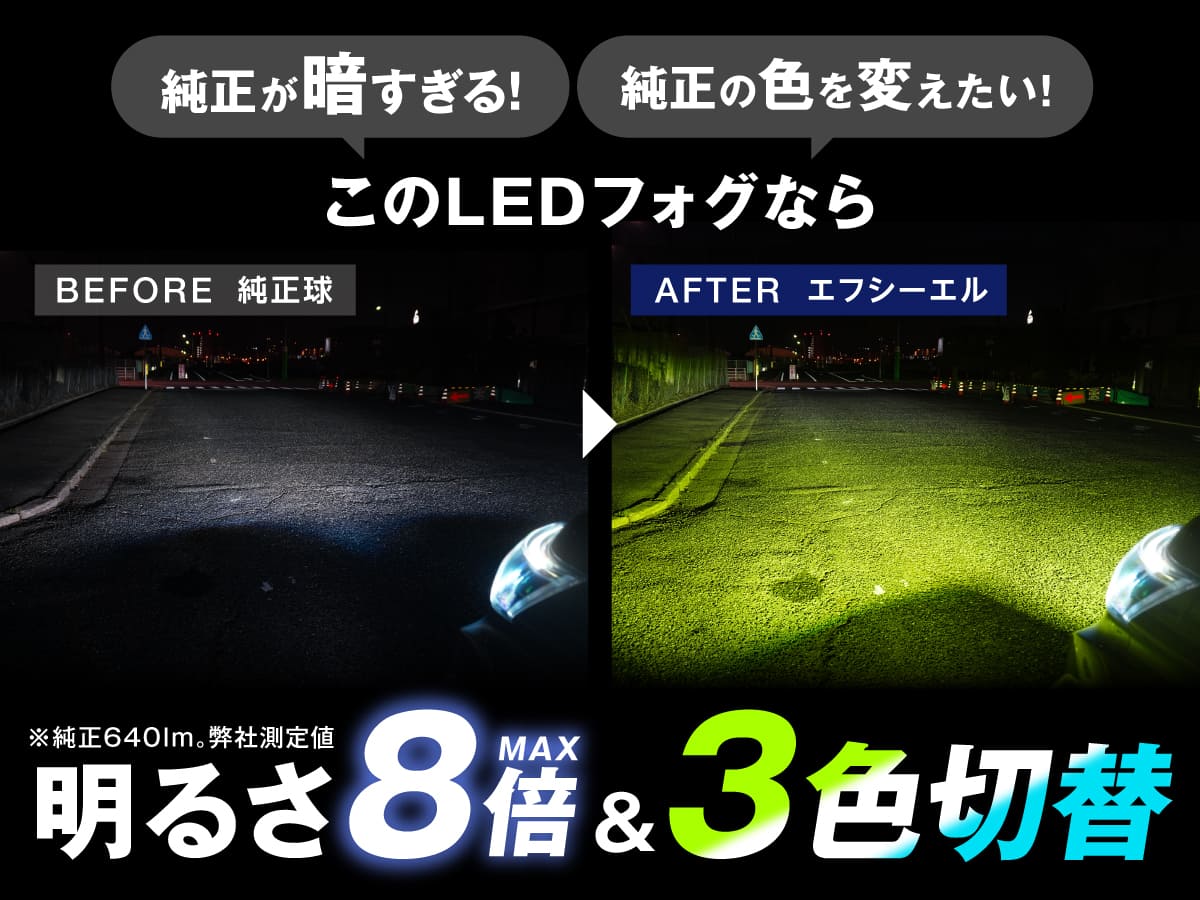 fcl. LEDフォグ L1B イエロー × フロスティブルー✨ fcl. l1b フォグランプ 2色 led イエロー 黄色 ライムイエロー