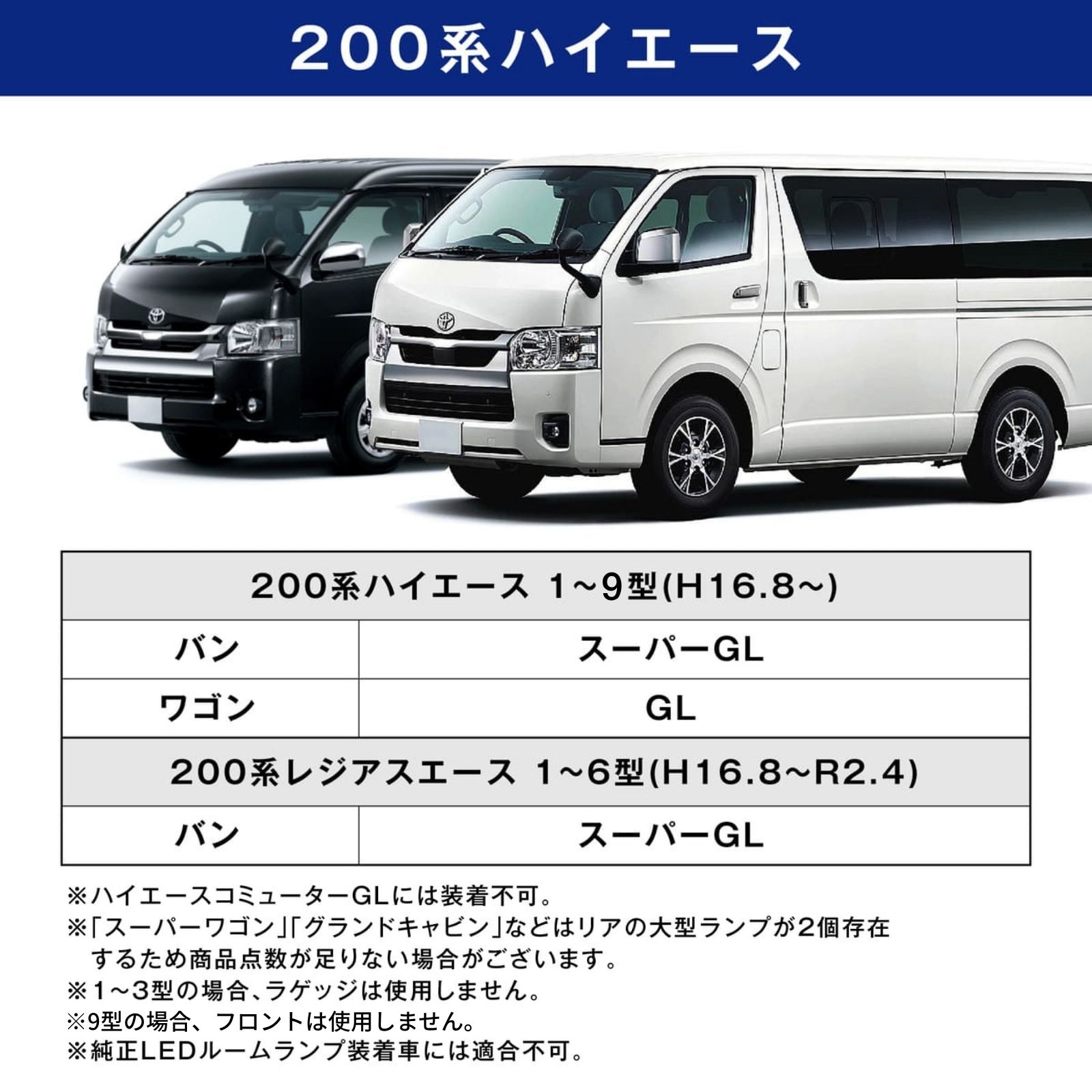 200系 ハイエース 7型 8型 LED ルームランプ L1B フォグランプ セット