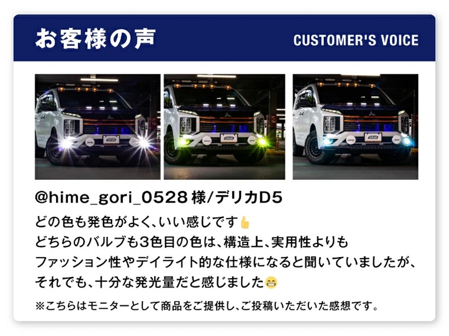 3色切替LED レンズユニット カラーチェンジLEDバルブ フォグランプ