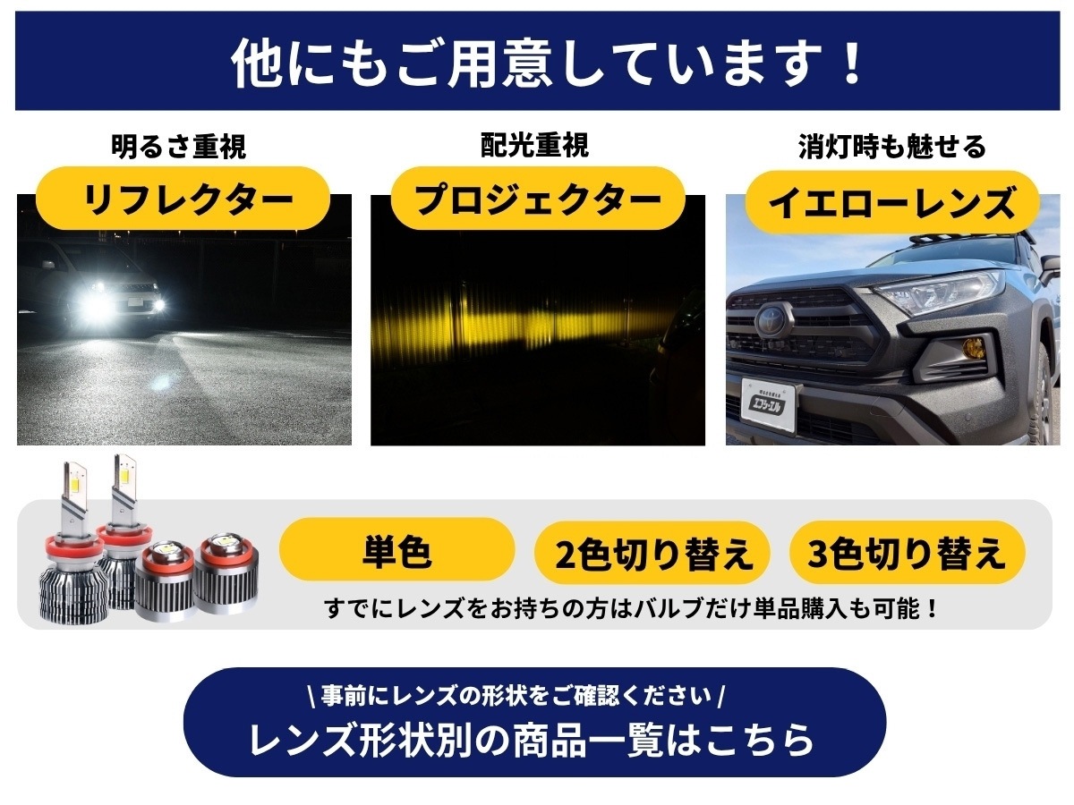 3色切替LED レンズユニット カラーチェンジLEDバルブ フォグランプ