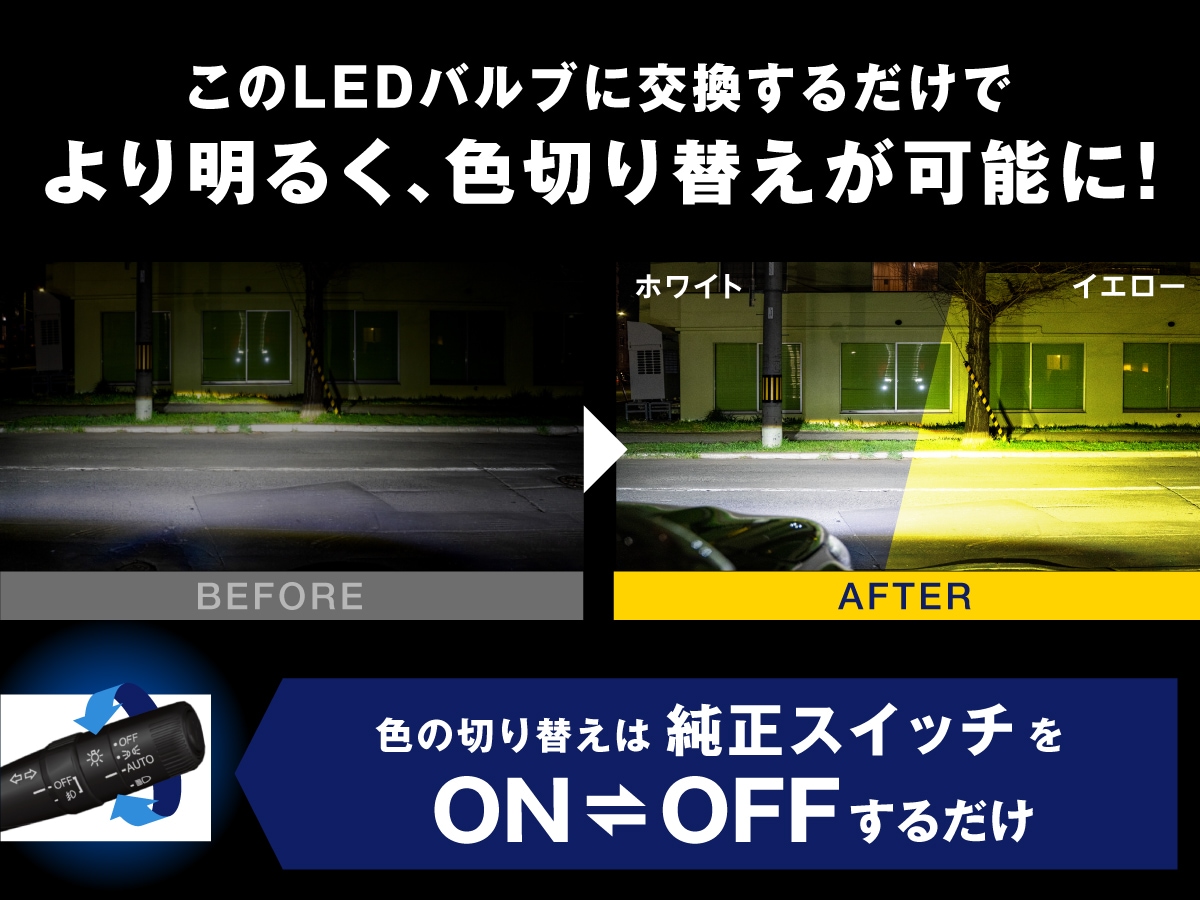 ランドクルーザー70 GDJ76W 純正LEDフォグ専用 L1B 2色切替LEDバルブ 3