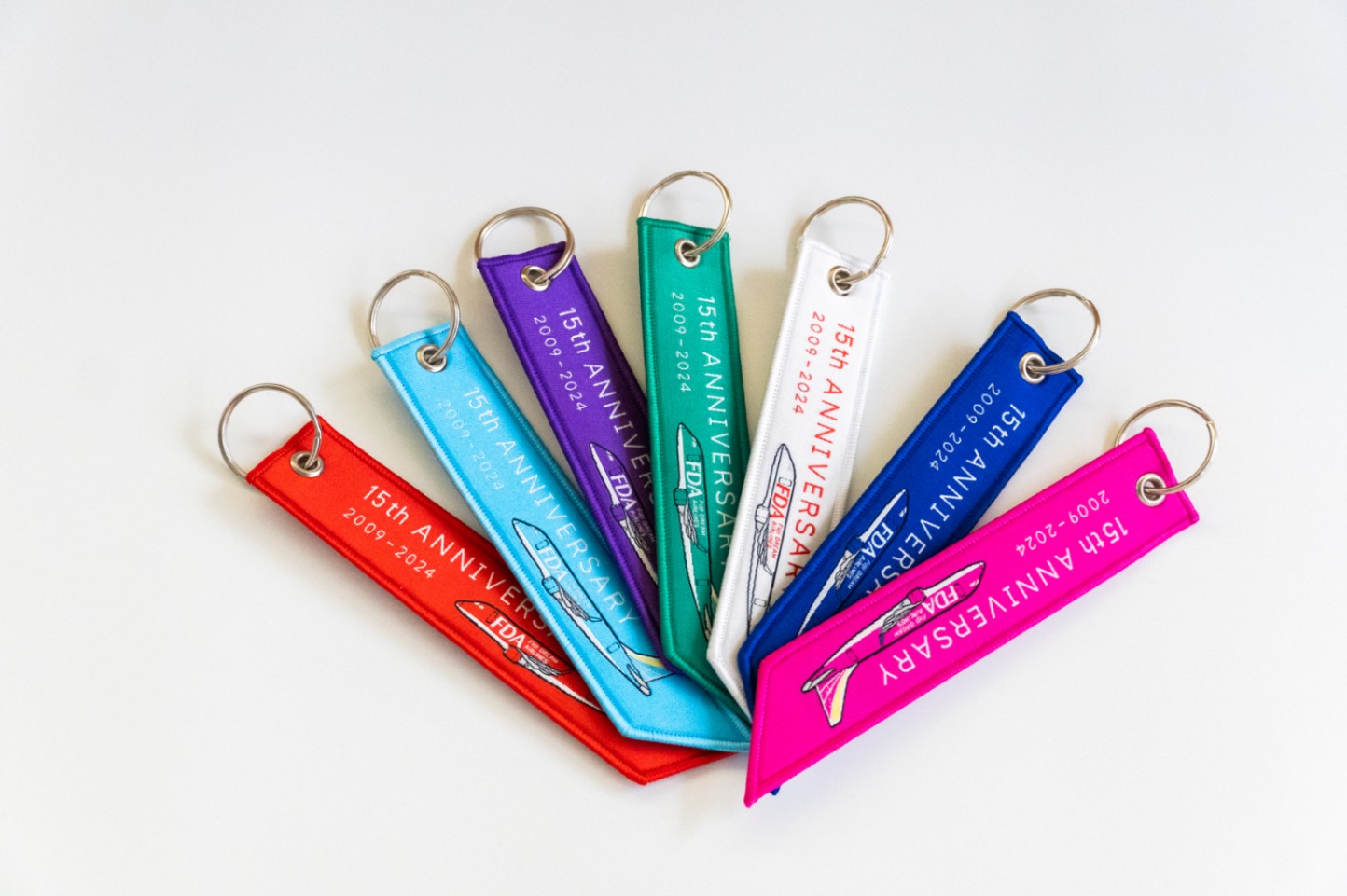 FDA就航15周年 フライトタグキーホルダー×7色 オリジナルネック  