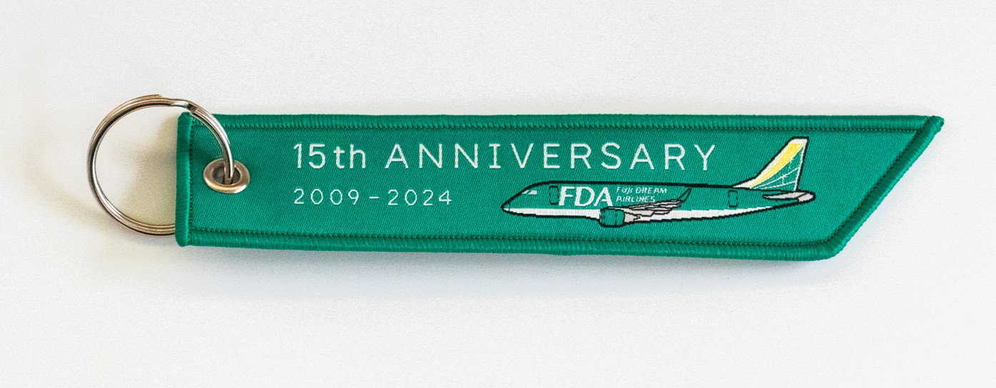 FDA就航15周年 フライトタグキーホルダー×7色 オリジナルネック  
