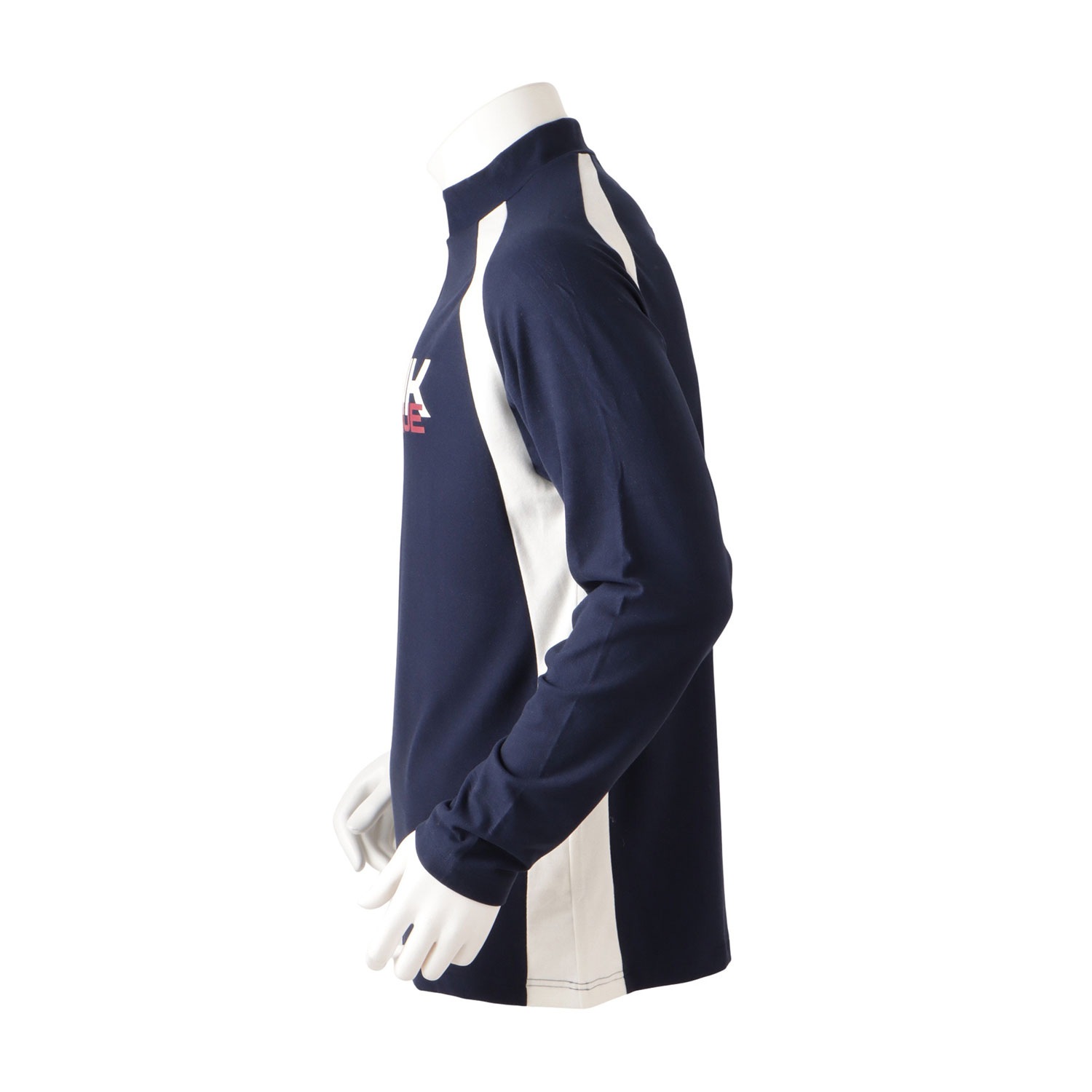 未使用級 高級 キュプラ混 PGG モックネックシャツ ライン ストレッチ XL セール】 【WOMEN】【吸水速乾/UVカット】スポーティ モック