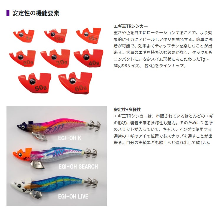 ヤマシタ　エギ王TR 廃盤30g 鉛シンカー エギ王 TRシンカー 30g O オレンジ エギ後付けオモリ 2個入