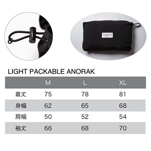 ELECTRIC LIGHT PACKABLE ANORAK