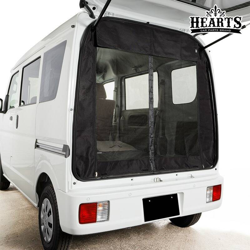 スズキ エブリー ハイルーフ ニッサン NV100 クリッパー ハイルーフ 開閉式防虫ネット リア リアゲート_ オートキャンプ 虫よけ 防虫 ネット キャンプ 防虫ネット 簡単取り付け 工具不要