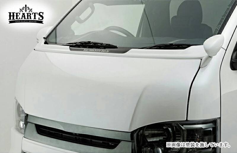 【受注生産品】ハイエース200系 ハーツ バットフェイスボンネット （未塗装） エアロ エクステリア ボンネット 標準ボディー FRP HIACE