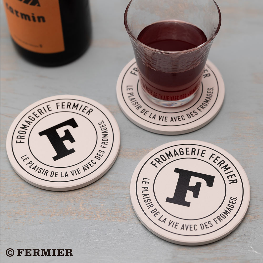 フェルミエオリジナル 白雲石入り吸水コースター（ロゴVer 1組1枚