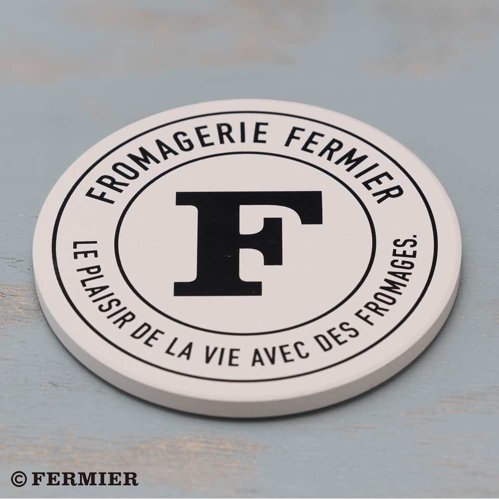 フェルミエオリジナル 白雲石入り吸水コースター（ロゴ＆チーズ