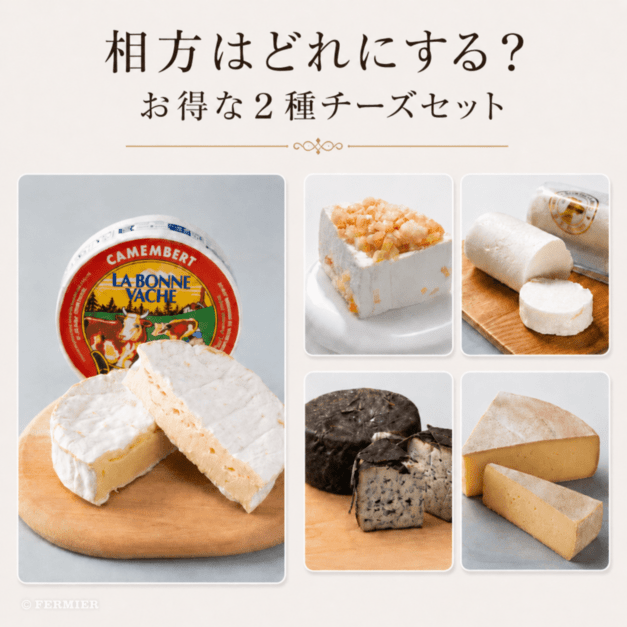相方はどれにする？お得な２種チーズセット（カマンベール パストリゼ1／２個＆４種類からチョイス）