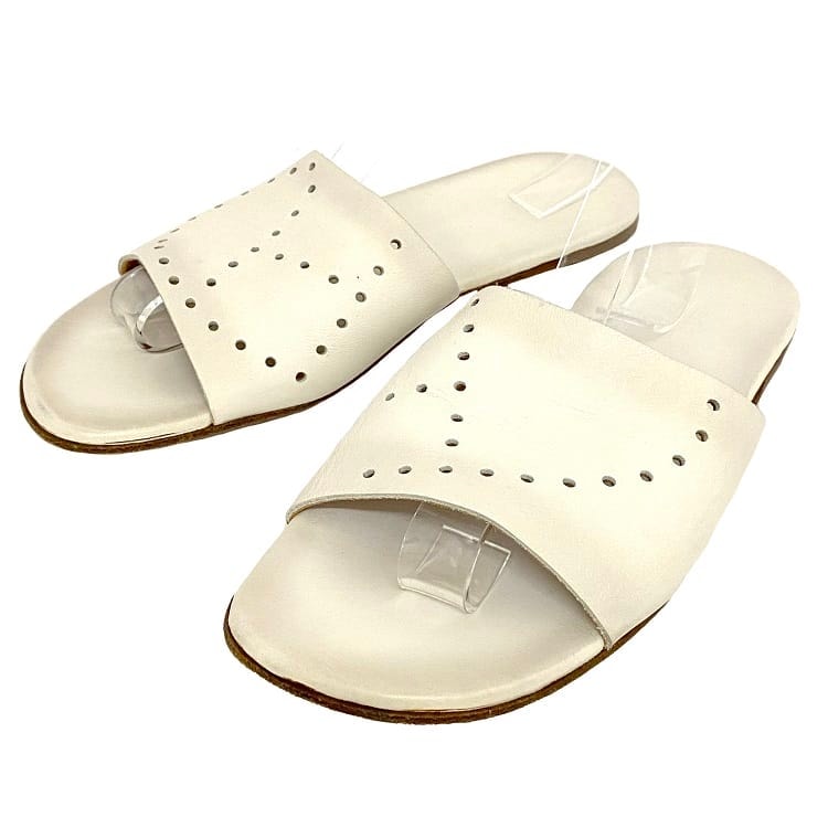 【極美品】エルメス リフレックス レザーサンダル パンチングロゴ ブラウン 43 極美品】エルメス リフレックス レザーサンダル パンチングロゴ