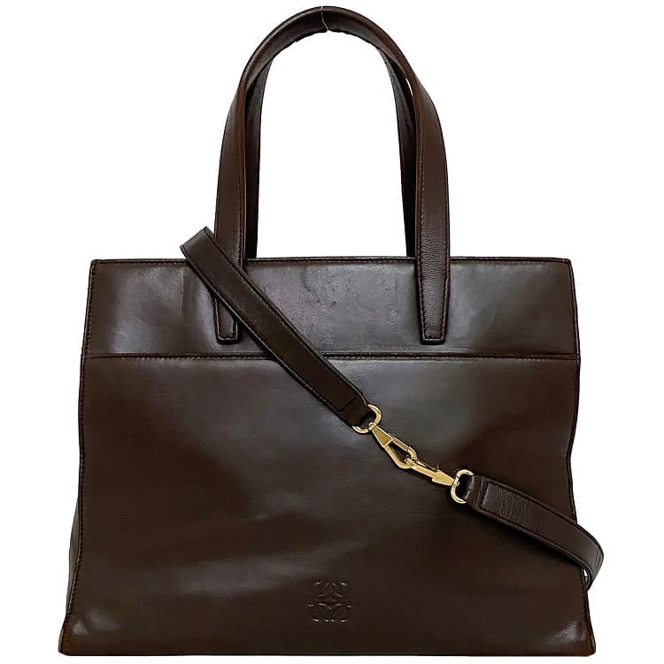 ロエベ ナッパエア アナグラム ブラウン レザー バッグ ロエベ 2way バッグ ブラウン アナグラム 美品 ハンドバッグ