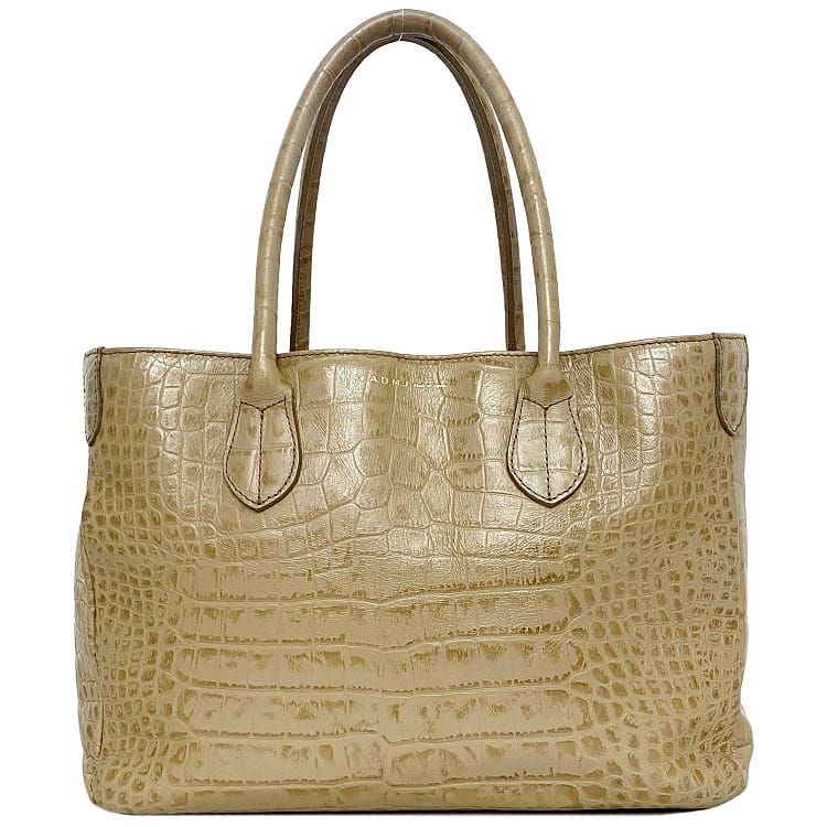 美品】A.D.M.J.リュッククロコ型押しグレートート本革ロゴ