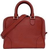 ロエベ ２way バッグ アマソナ 75 レッド アナグラム 301.30.L03 f-20336 美品 ハンドバッグ レザー 中古 LOEWE ショルダーバッグ 肩掛け ファスナー 定番 お洒落 シ