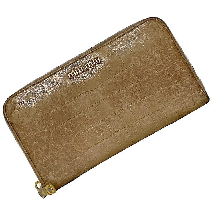 ☆miumiu☆ ミュウミュウ 長財布 キャメル レザー 懐かしき シンプル 