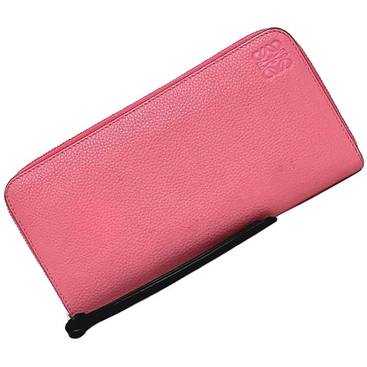 ロエベ ラウンドファスナー 長財布 ピンク アナグラム 財布