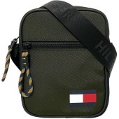 トミー ヒルフィガー ショルダーバッグ ec-21428 カーキブラック AM0AM06494 未使用 美品 キャンバス レザー Sランク TOMMY HILFIGER ミニ ポシェット シンプル ワ