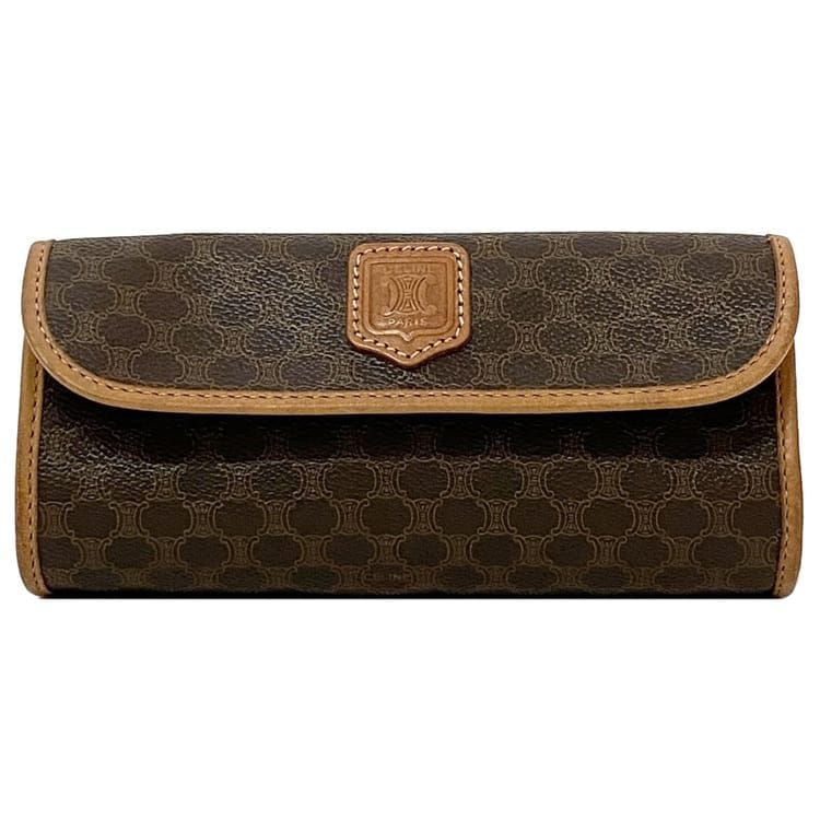 セリーヌ アクセサリーポーチ レザー×PVC マカダム柄 ブラウン CELINE