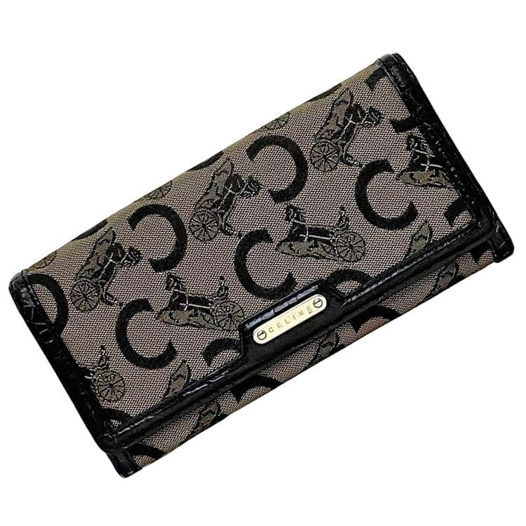 セリーヌ 二つ折り 長財布 ec-22057 ベージュ ブラック C