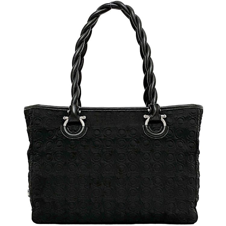 【限定値下】FERRAGAMO フェラガモ　フラップトートバッグ ブラック 限定値下】FERRAGAMO フェラガモ フラップトートバッグ ブラック